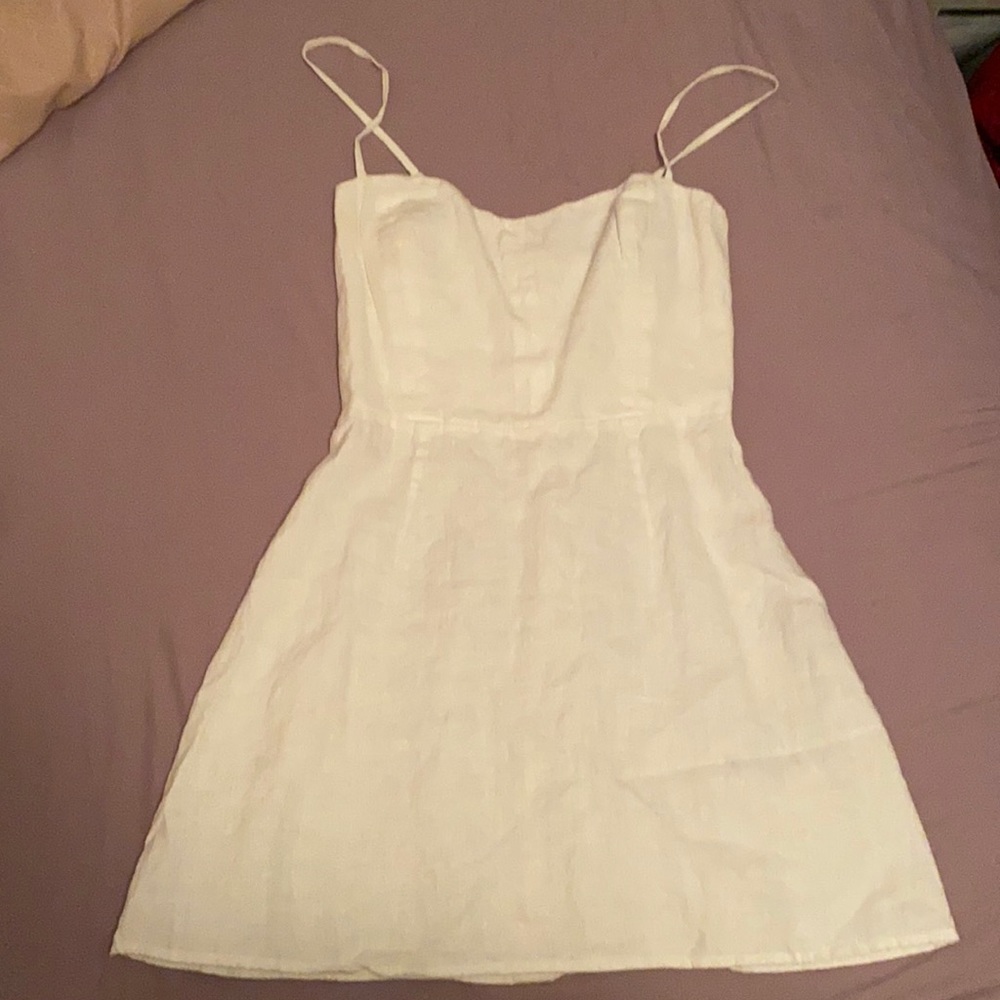 reformation white linen mini dress